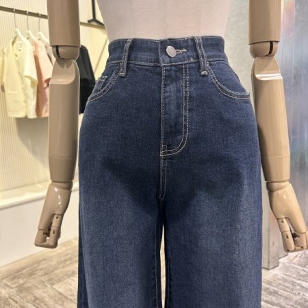 속밴딩 와이드 데님 팬츠