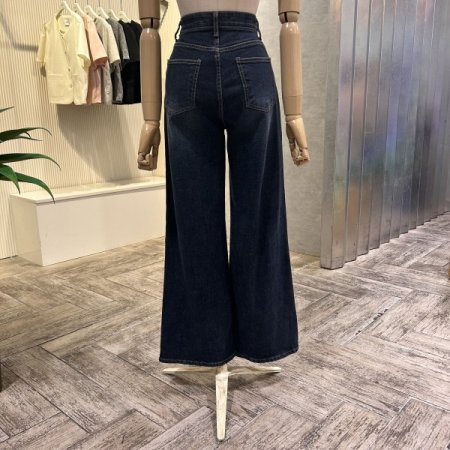 속밴딩 와이드 데님 팬츠