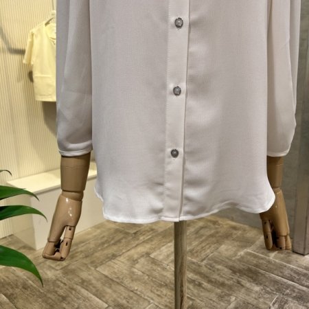 프릴 카라 단추 블라우스