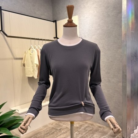 라운드 이중 배색 티셔츠