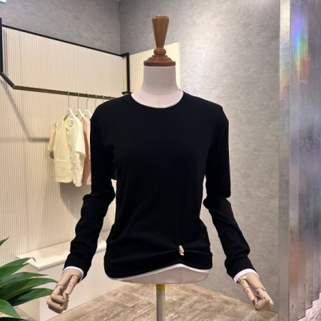 라운드 이중 배색 티셔츠