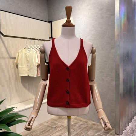 크롭 민소매 니트 베스트