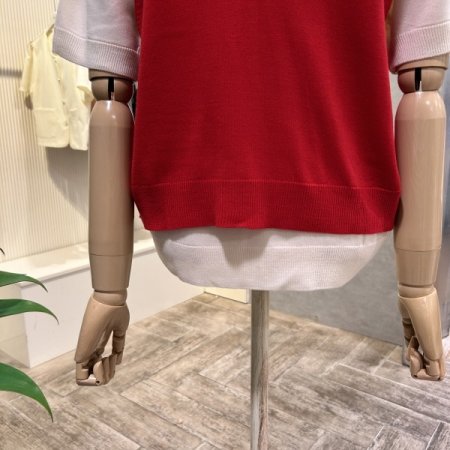 라운드 배색 베스트 니트 셋트