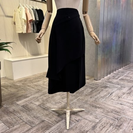 언발 단추 랩 스커트