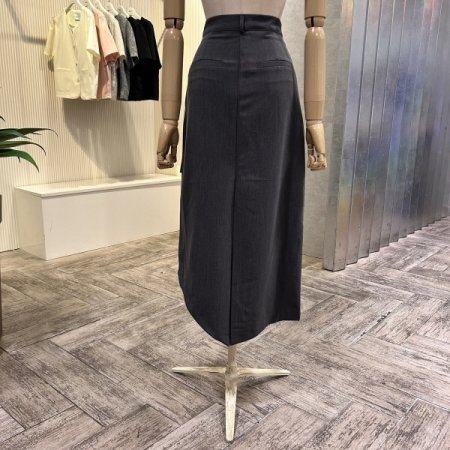 언발 단추 랩 스커트