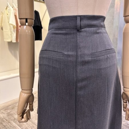 언발 단추 랩 스커트