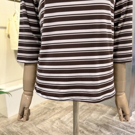 스트라이프 칠부 소매 티셔츠