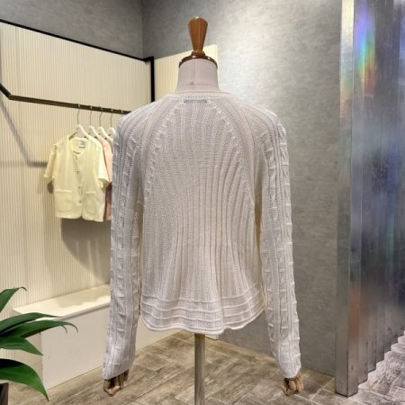 V넥 크롭 골지 니트