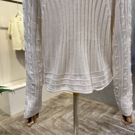 V넥 크롭 골지 니트