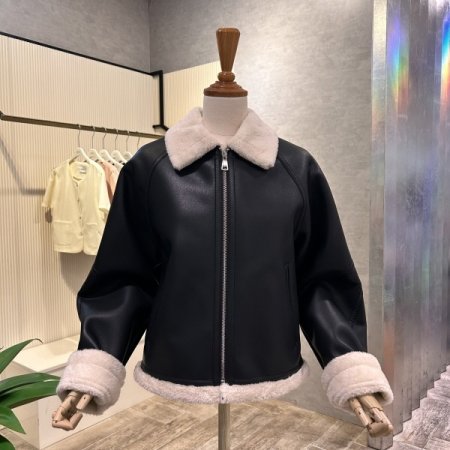 베이직 집업 페이크 무스탕 자켓