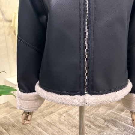 베이직 집업 페이크 무스탕 자켓