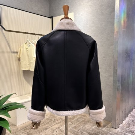 베이직 집업 페이크 무스탕 자켓