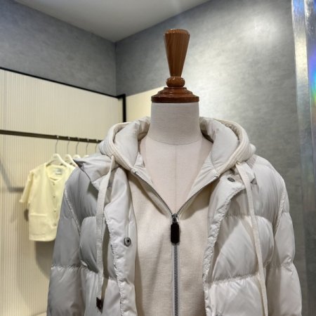 후드 스트링 구스 다운 패딩