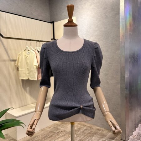 셔링 골지 라운드 니트