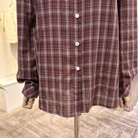 체크 단추 언발 셔츠