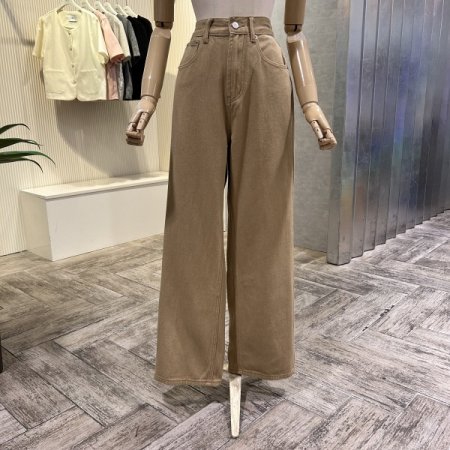 베이직 통 일자 면 팬츠