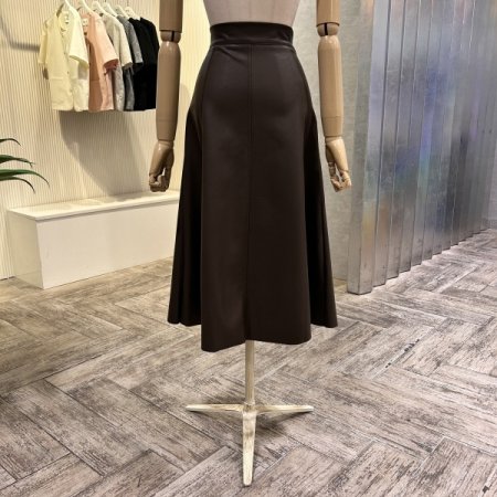 A라인 페이크 레더 롱 스커트