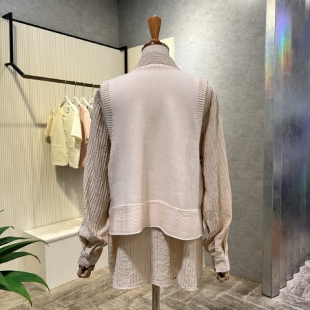 니트 베스트 골지 카라 셔츠 셋트