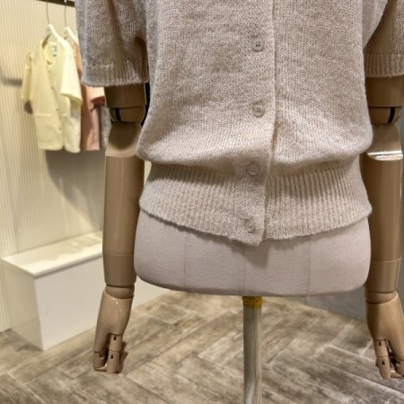 크롭 라운드 단추 가디건