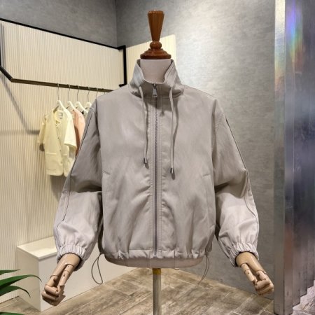 집업 스트링 페이크 레더 점퍼