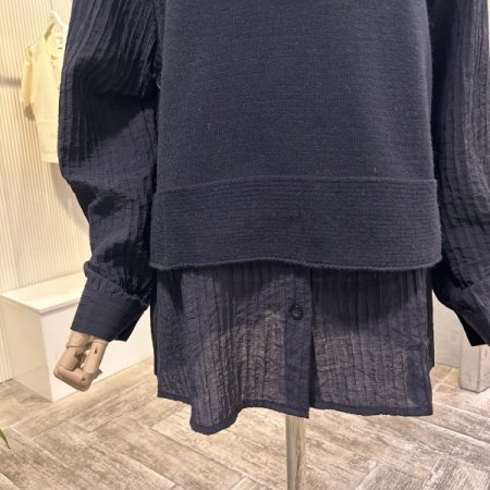 카라 셔츠 라운드 니트 베스트 셋트