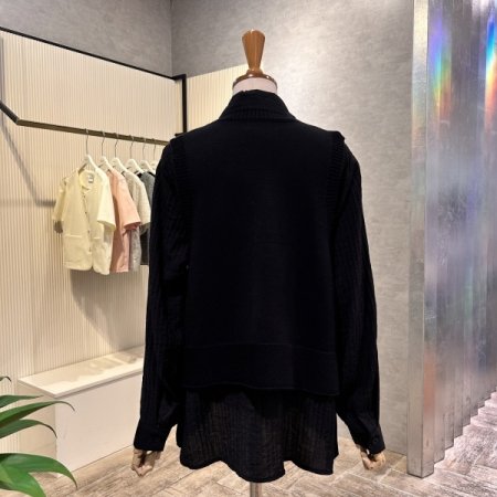 카라 셔츠 라운드 니트 베스트 셋트