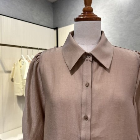 셔링 칠부 카라 블라우스