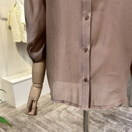 셔링 칠부 카라 블라우스