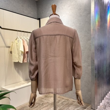 셔링 칠부 카라 블라우스