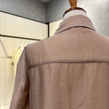 셔링 칠부 카라 블라우스