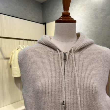 크롭 후드 니트 베스트