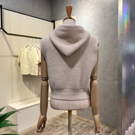 크롭 후드 니트 베스트