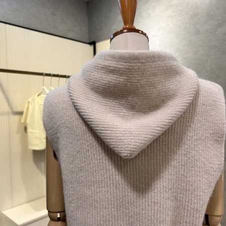 크롭 후드 니트 베스트