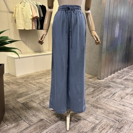 스트랩 밴딩 와이드 팬츠