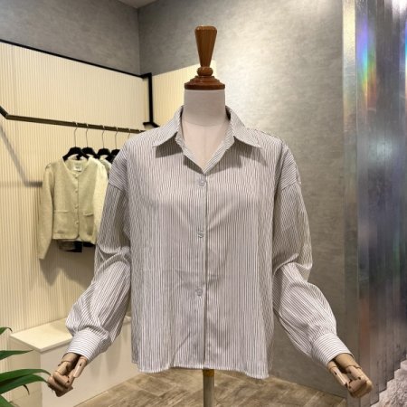 스트라이프 언발 셔츠