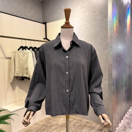 스트라이프 언발 셔츠