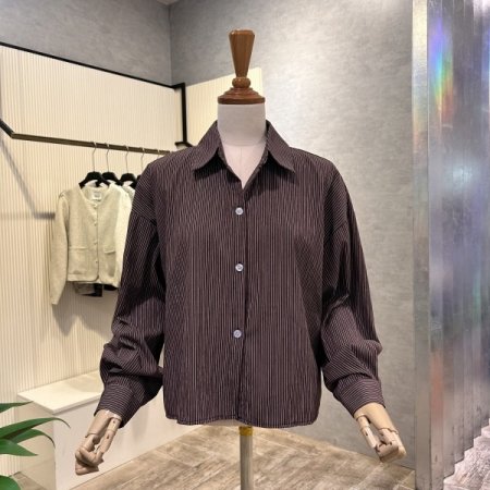 스트라이프 언발 셔츠