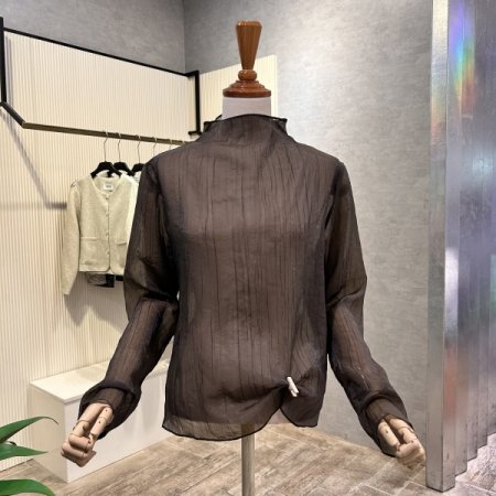 시스루 반폴라 블라우스