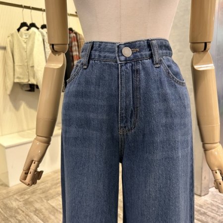 속밴딩 와이드 데님 팬츠