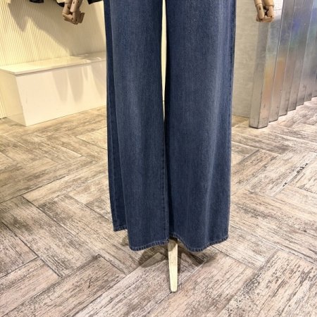 속밴딩 와이드 데님 팬츠