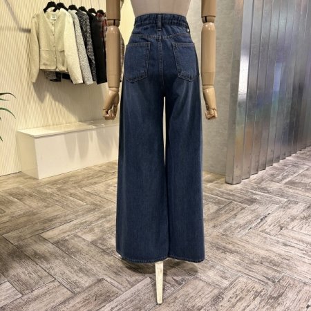 속밴딩 와이드 데님 팬츠