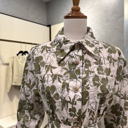 플라워 카라 벨트 셋업 블라우스