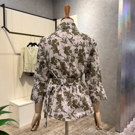 플라워 카라 벨트 셋업 블라우스