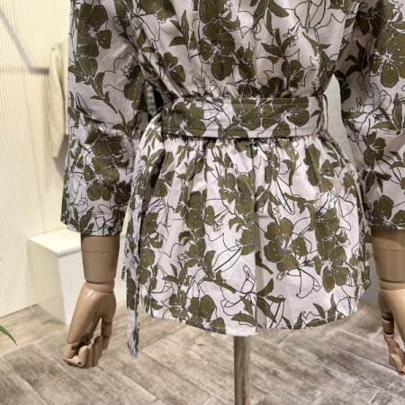 플라워 카라 벨트 셋업 블라우스