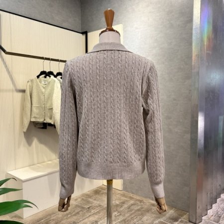 꽈배기 카라 단추 가디건