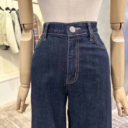 속밴딩 와이드 진청 데님 팬츠