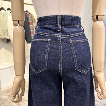 속밴딩 와이드 진청 데님 팬츠