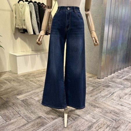 속밴딩 워싱 와이드 데님 팬츠
