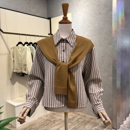 케이프 셋트 배색 셔츠