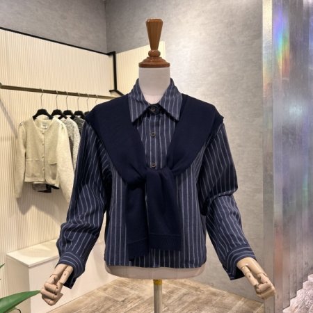 케이프 셋트 배색 셔츠